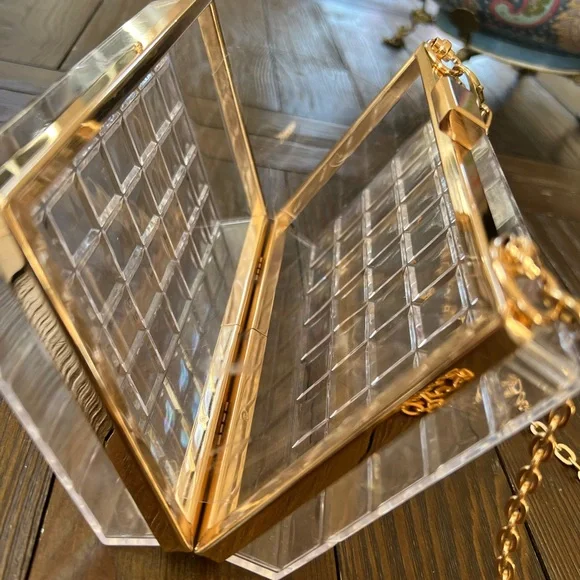Elegant Transparent Clutch with Gold Chain - Picture 8 of 11